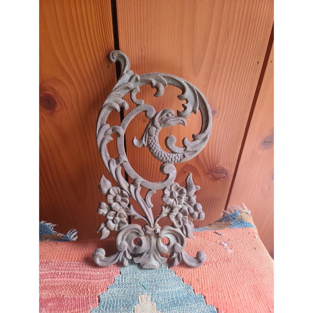 Heavy Cast Iron Panel Garden Decor, Bird Of Paridise Haunted Mansion Vintage